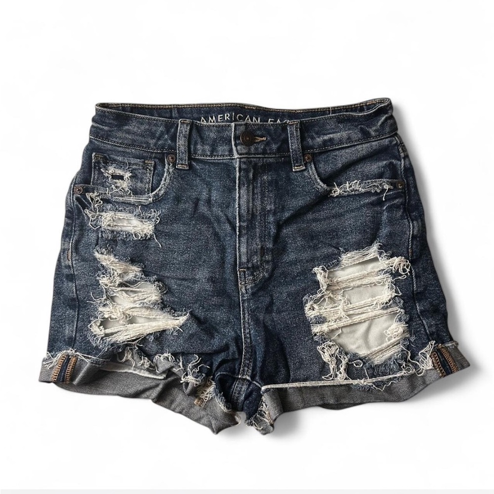 American Eagle Outfitters Women's Distressed Blue Denim Shorts